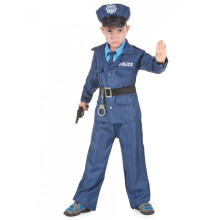 (L 10-12 years (130-140 cm)) Blue police officer costume for children