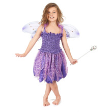 (S 4-6 years (110-120 cm)) Purple fairy costume for girls