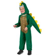 (L 10-12 years (130-140 cm)) Green and yellow dinosaur costume for children