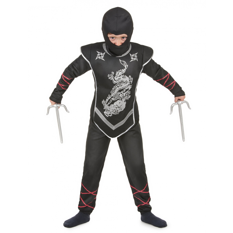 Rubies (S 4-6 Years (110-120 Cm)) Dragon Ninja Costume For Boys Silver