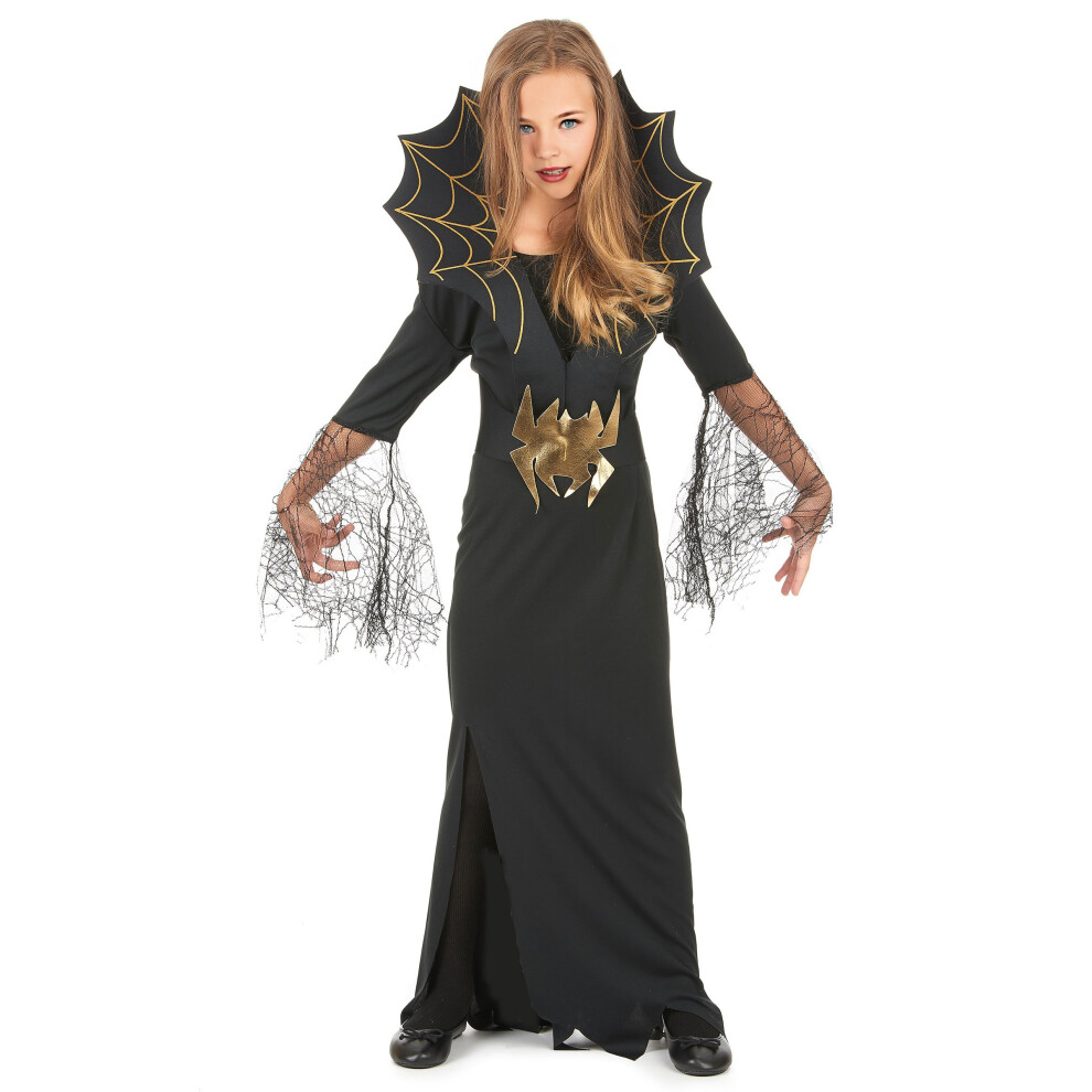 Rubies (L 10-12 Years (130-140 Cm)) Girls' Spider Witch Costume Halloween Golden