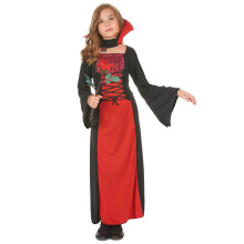 (M 7-9 years (120-130 cm)) Long vampire costume for girls Halloween