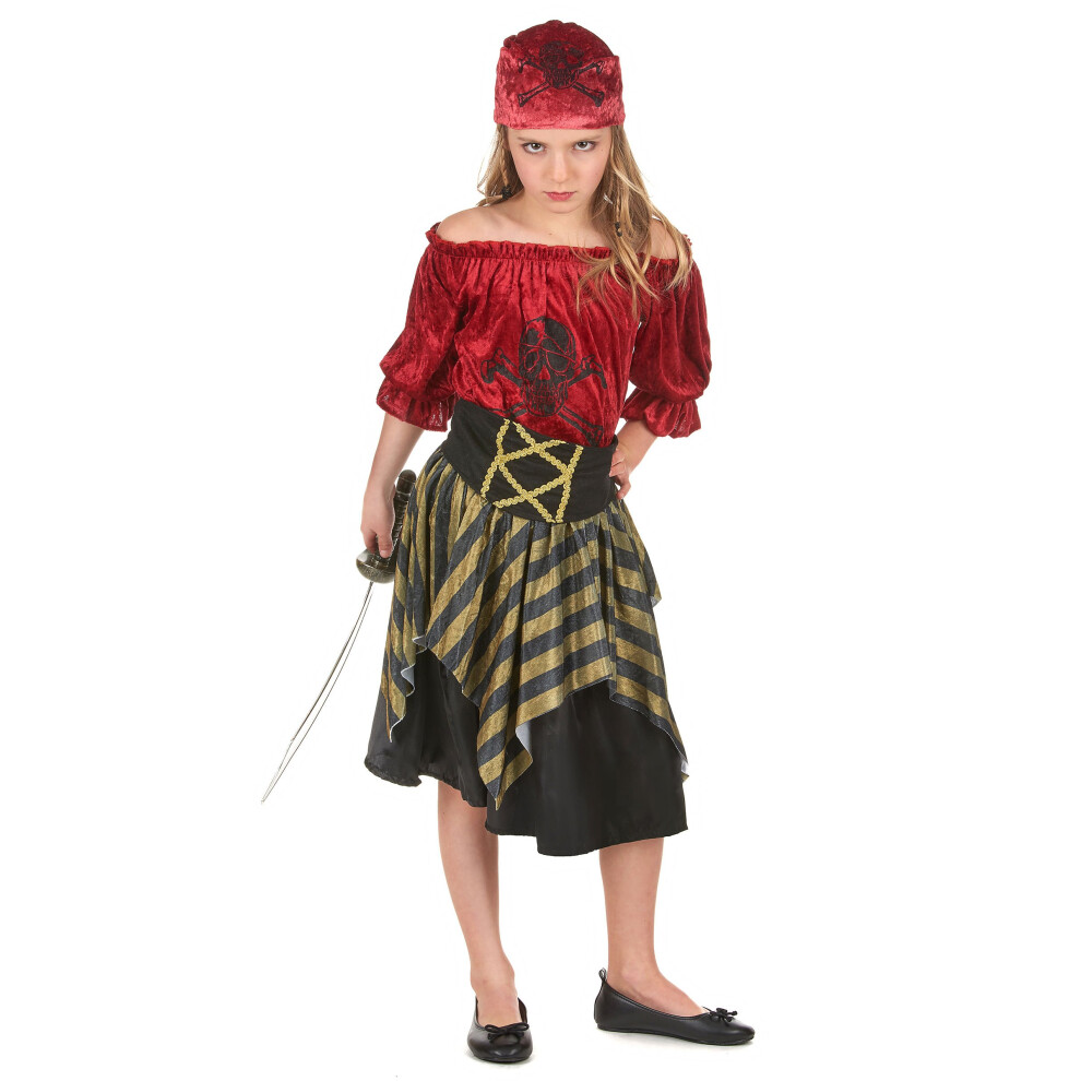 Rubies (L 10-12 Years (130-140 Cm)) Girls' Striped Pirate Costume Gold