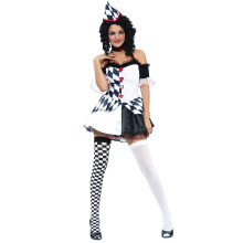 (S) Sexy black and white harlequin costume for women