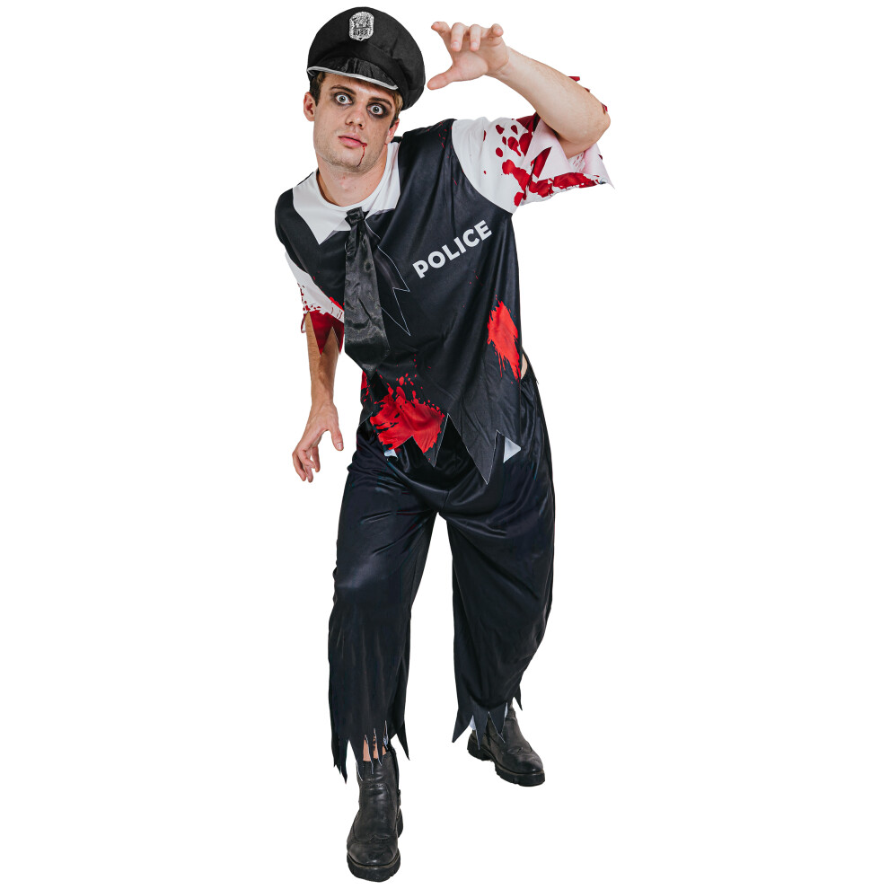 Rubies Bloody Zombie Policeman Costume For Men White/Black