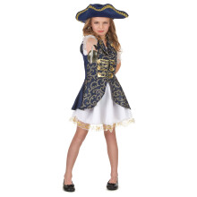 (L 10-12 years (130-140 cm)) Dark blue pirate costume for girls