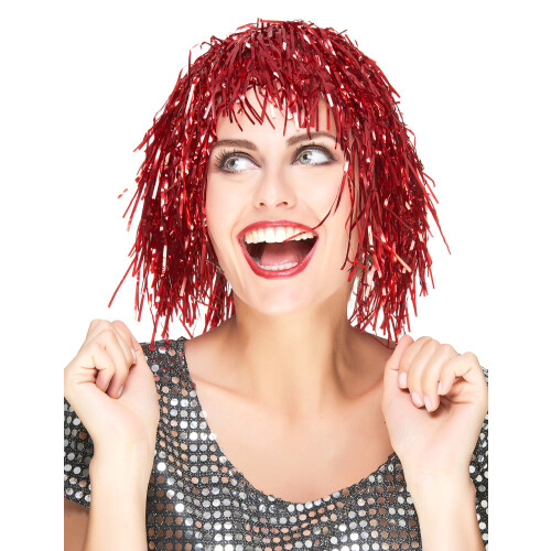 Rubies Adult Red Metallic Fringe Wig