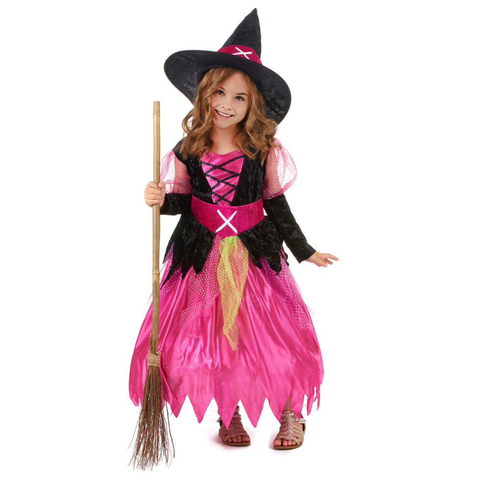 Rubies (M 7-9 Years (120-130 Cm)) Witch Costume For Girls Halloween Pink