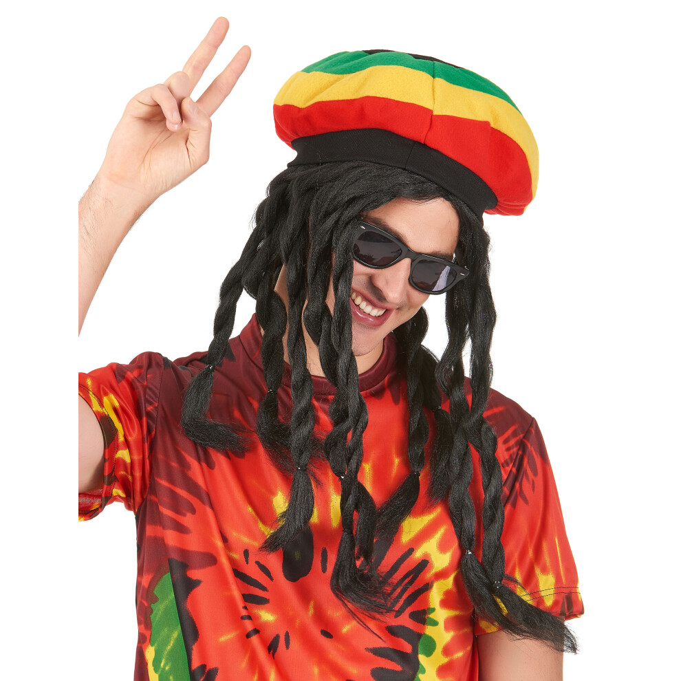 Rubies Rasta Wig Hat Black/Green/Yellow