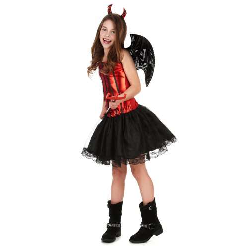 Rubies (8 - 10 years old) Devil costume with wings for girls