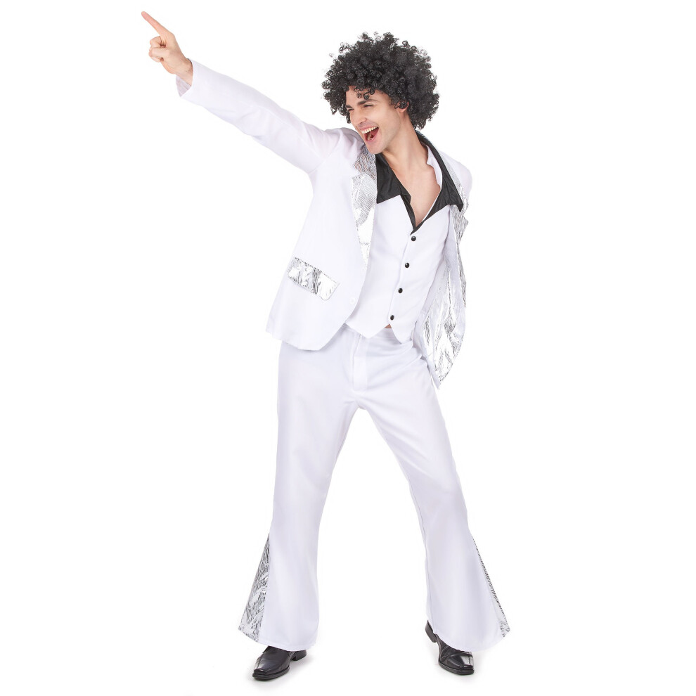 Rubies (M) White And Silver Disco Costume For Men White,Silver