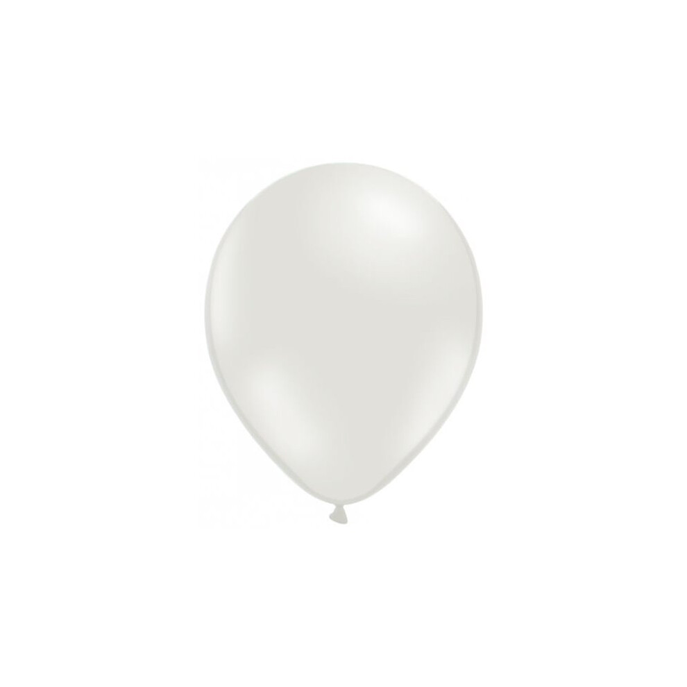 100 White Metallic Pearl Balloons 29 cm