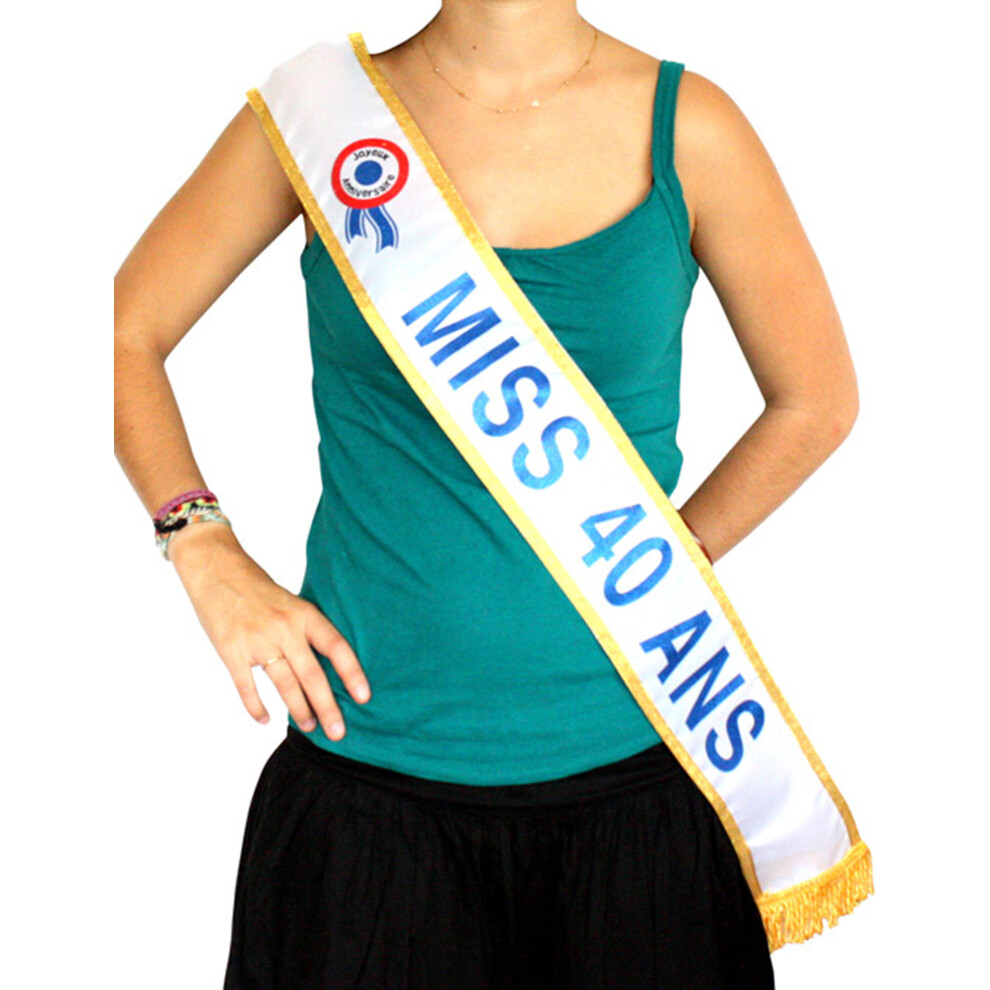 Rubies Miss 40 Years Sash White/Gold/Blue