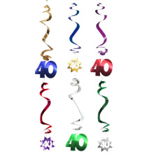 6 40th Anniversary Spiral Hanging Decorations