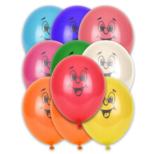 10 Multicolored Smile Balloons 30 cm