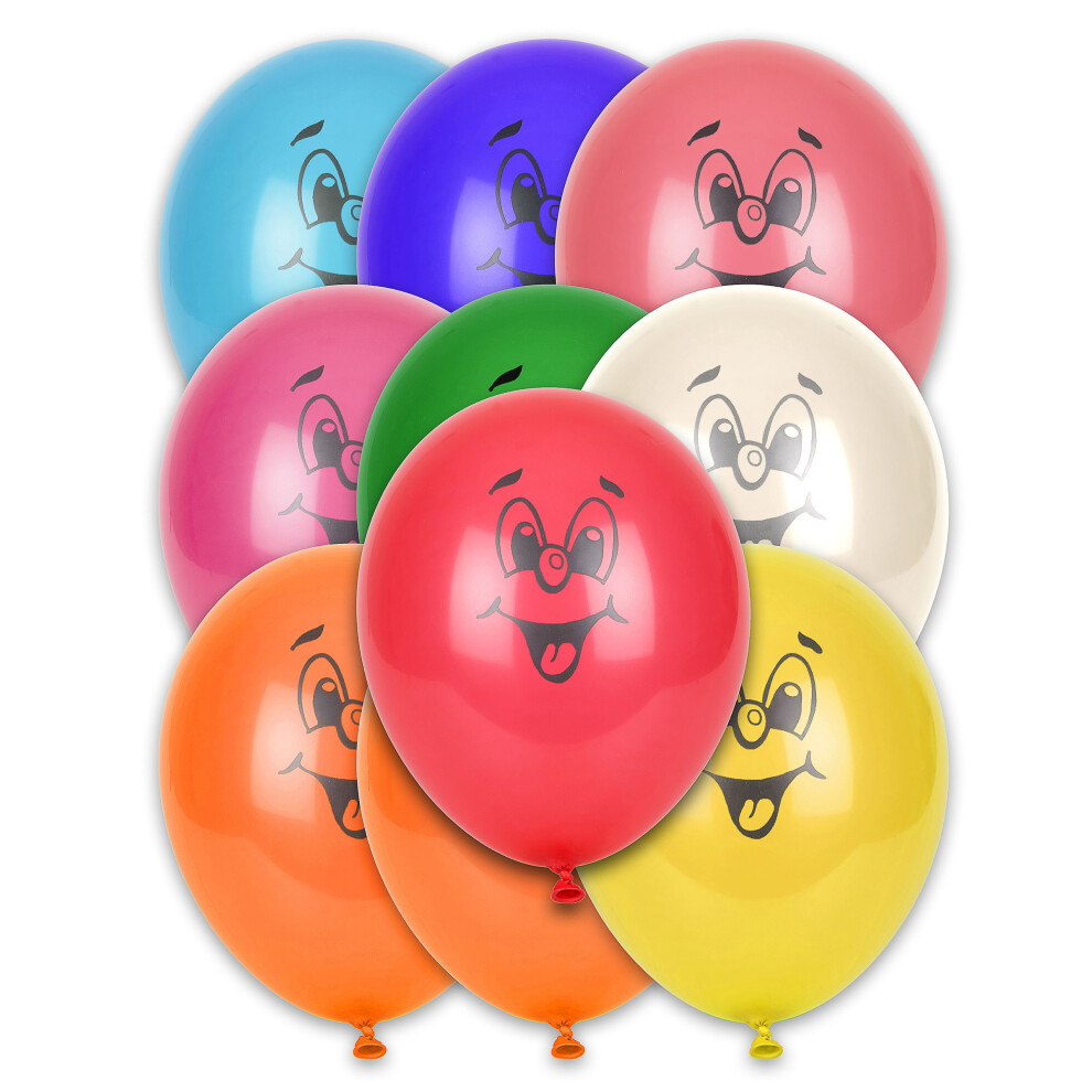10 Multicolored Smile Balloons 30 cm