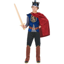 (L 10-12 years (130-140 cm)) Boys' medieval king costume with velvet effect