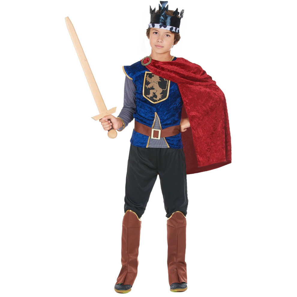 Rubies (M 7-9 Years (120-130 Cm)) Boys' Medieval King Costume With Velvet Effect