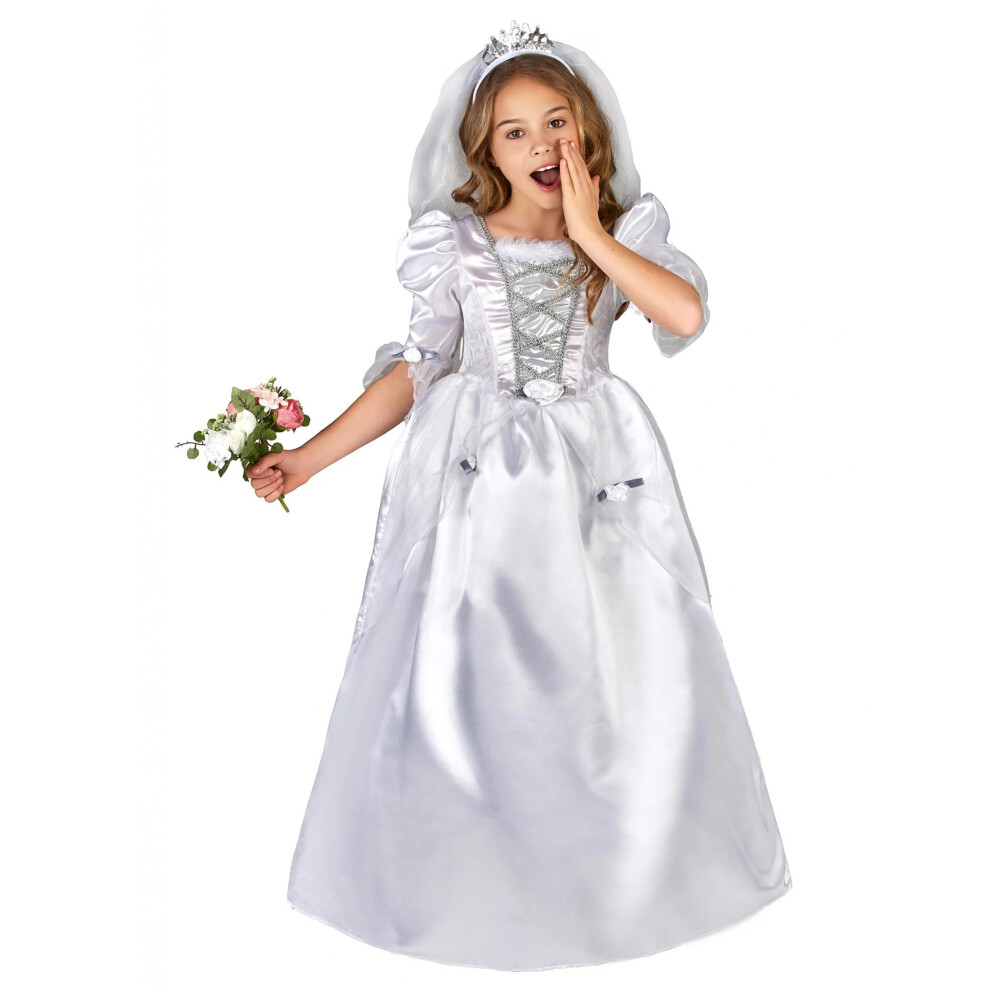 Rubies (L 10-12 Years (130-140 Cm)) Girl's Bride Costume With Veil