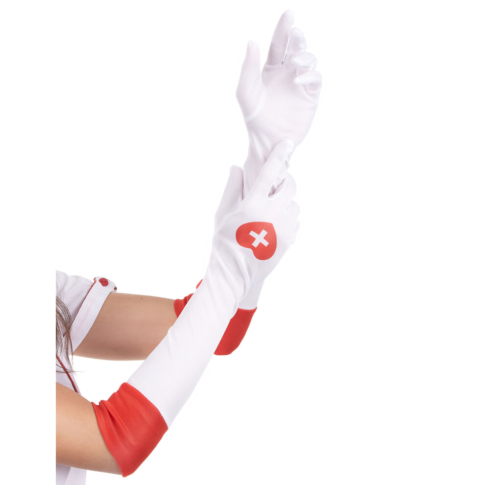 Rubies Adult Nurse Long Gloves White