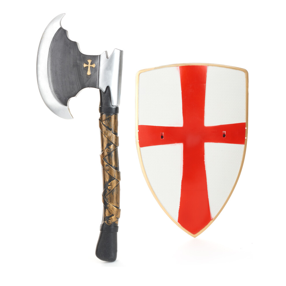 New Rubies Unisex Plastic Children's Knight Shield And Axe Kit White/Red