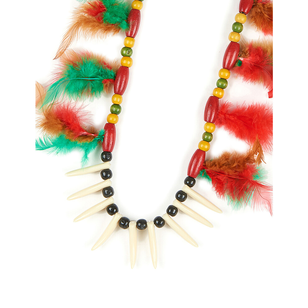 New Rubies Unisex Indian Feather Necklace