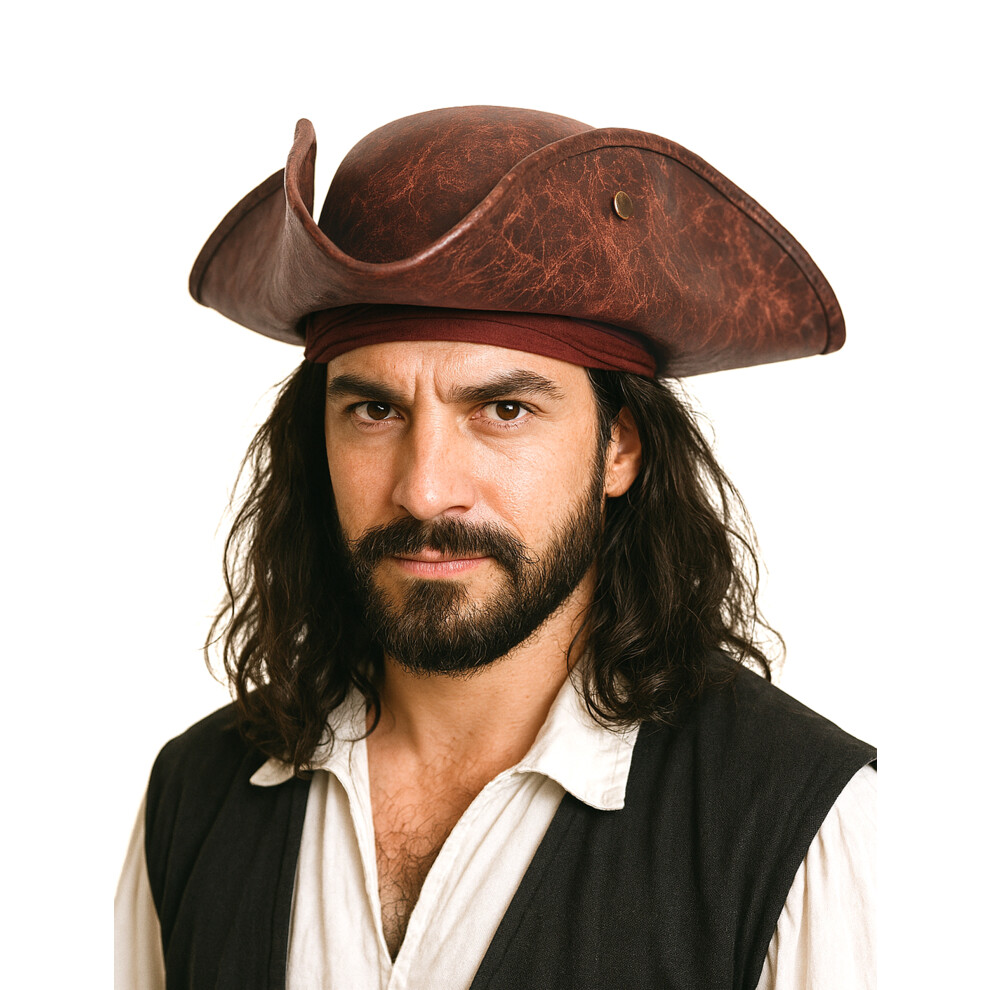 Rubies Adult Leather Effect Pirate Hat Brown