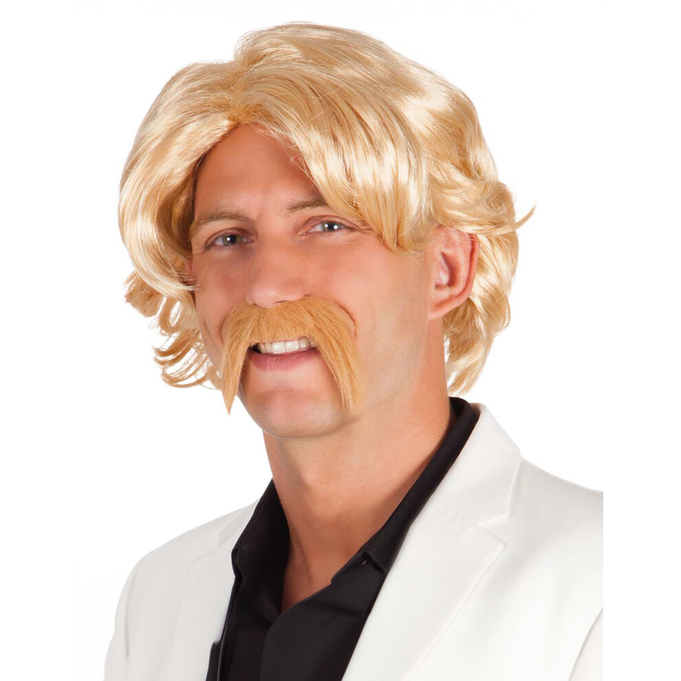 Rubies Blonde Wig With Mustache For Men