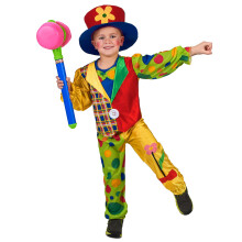 (M 7-9 years (120-130 cm)) Multicolored clown costume for boys