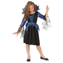 (L 10-12 years (130-140 cm)) Blue Spider Queen Costume for Girls