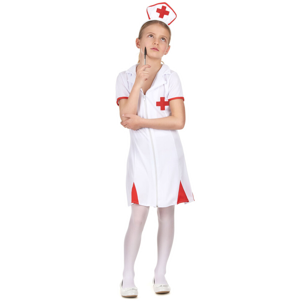 Rubies (M 7-9 Years (120-130 Cm)) Red And White Nurse Costume For Girls White,Red