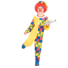 (M 7-9 years (120-130 cm)) Boys' Checkered Clown Costume
