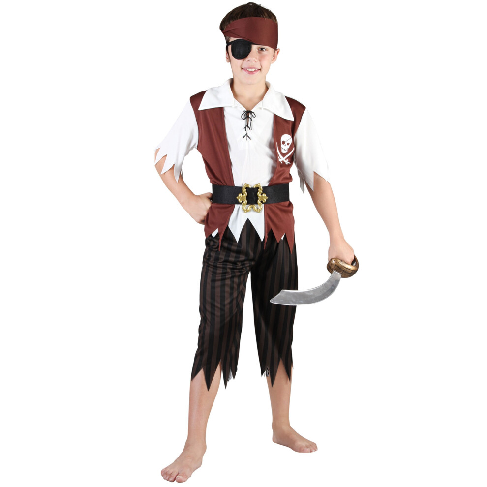 Rubies (L 10-12 Years (130-140 Cm)) Black And White Pirate Costume For Boys White,Black