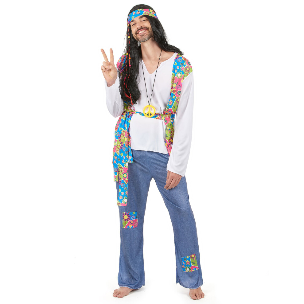 Rubies (Xl) Men's Hippie Denim Effect Costume