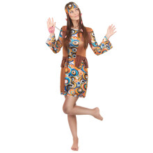 (S) Women's round pattern hippie costume