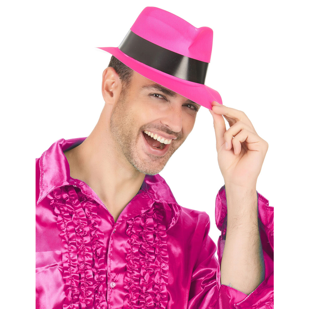 Rubies Adult Neon Gangster Hat Pink