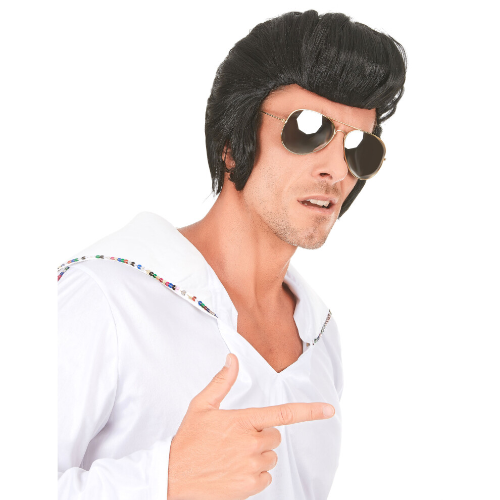Rubies Men's Rock Star Wig Black