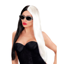 Cruel black and white long wig for women
