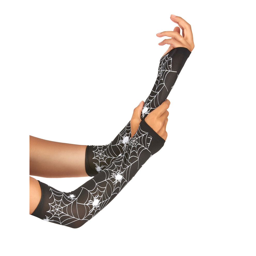 Rubies Women's Halloween Spider Web Mittens Black