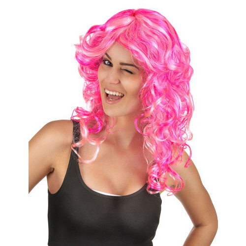 Rubies Women's pink curly wig