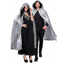 Grey velvet-look cape 170 cm adult Halloween
