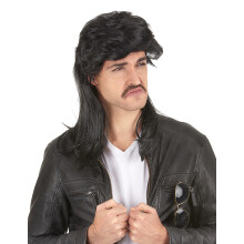 Black mullet wig for men