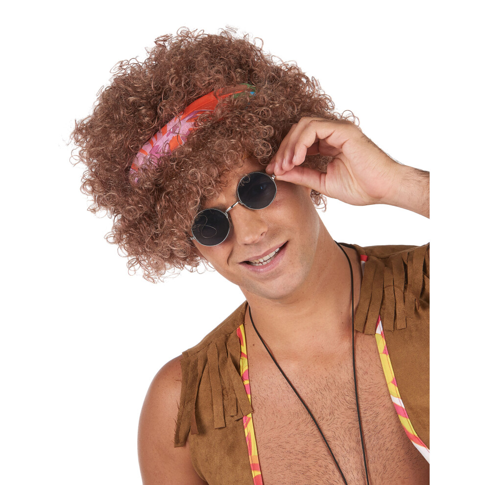 Rubies Men's Afro Hippie Wig Brown