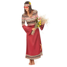 (S) Burgundy hippie costume for women