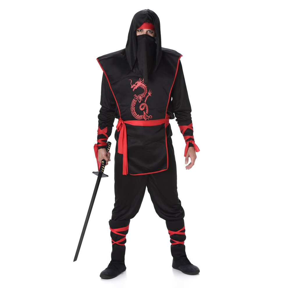 Rubies (Xl) Black And Red Ninja Costume For Men Black,Red