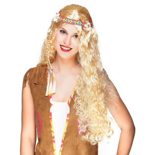 Rubies Long blonde hippie wig for women