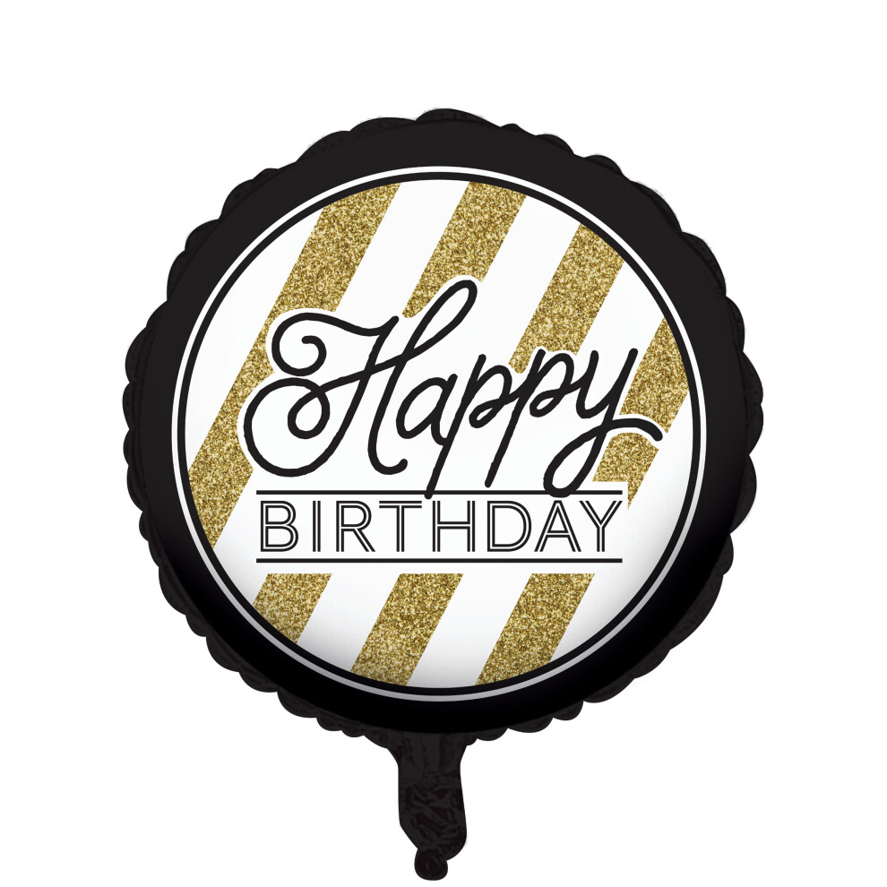 Rubies Happy Birthday Foil Balloon Black And Gold 46 Cm Black,Gold