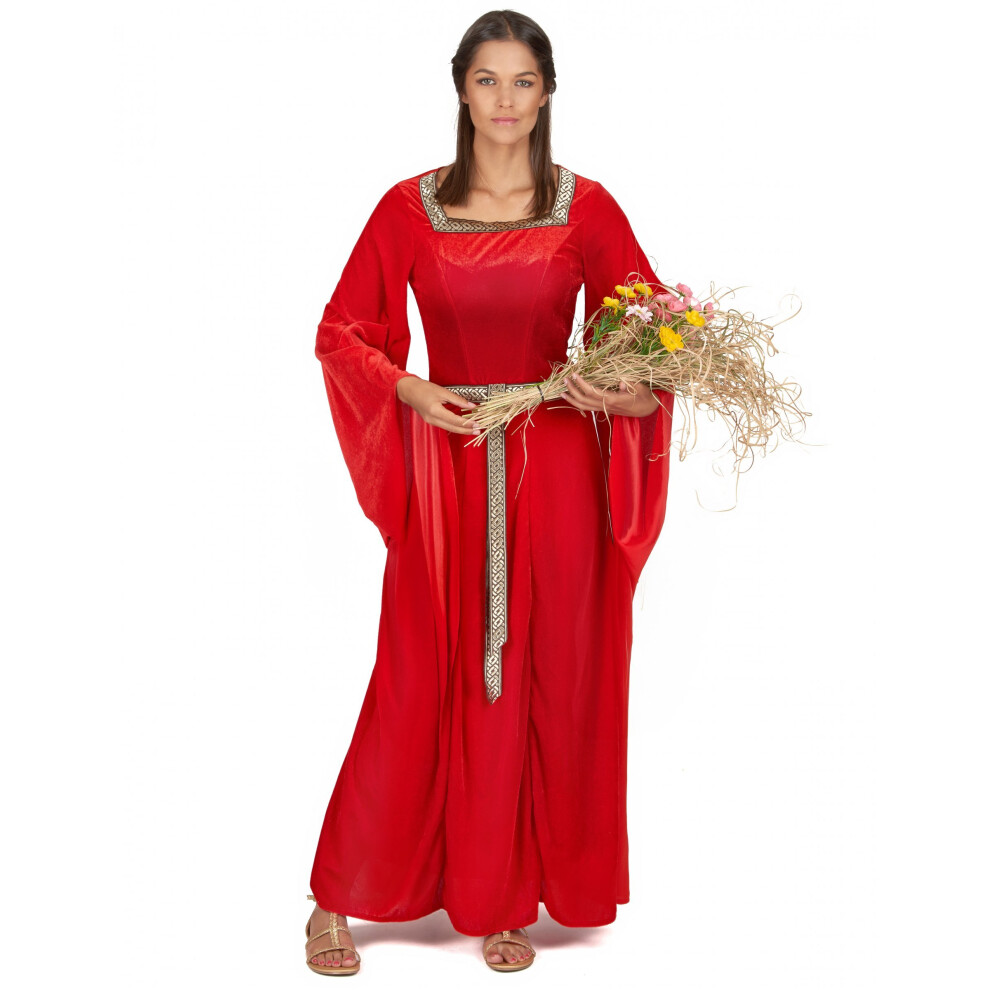 Rubies (S) Women's Medieval Costume With Velvet Effect Red
