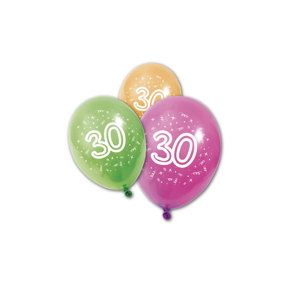 8 Latex balloons 30th birthday 30 cm