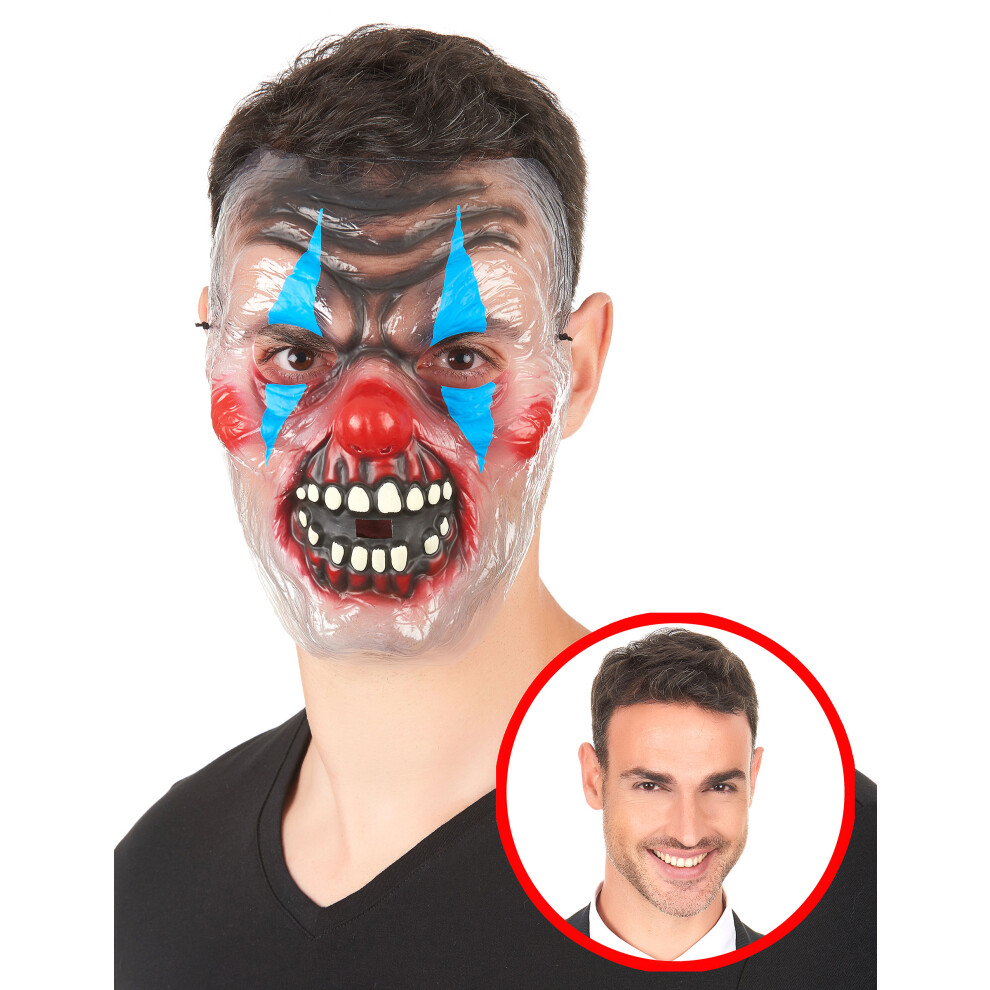 Rubies Adult Two-Tone Scary Clown Transparent Mask
